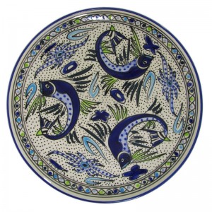 Le Souk Ceramique Aqua Fish Stoneware Round Platter LSQ2059